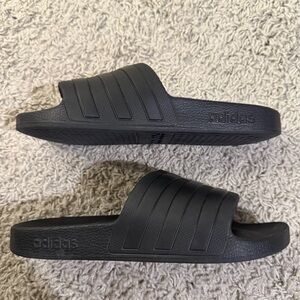 adidas Black Slide Sandals with Three-Stripes Upper